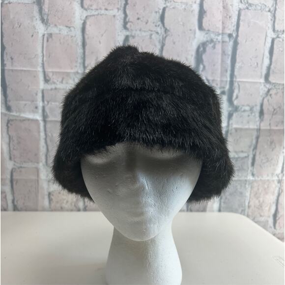 Vintage Fur Women’s Winter Bucket Hat Black - Picture 2 of 4